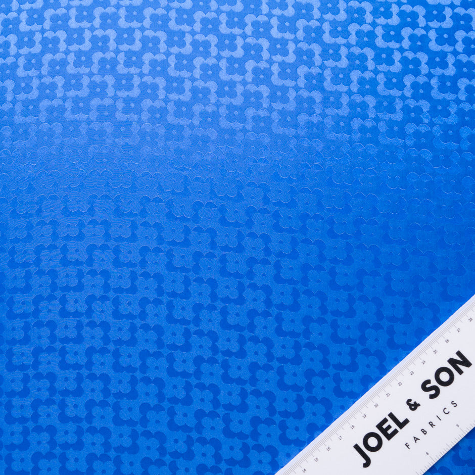 Royal Blue Geo Floral Jacquard Pure Silk