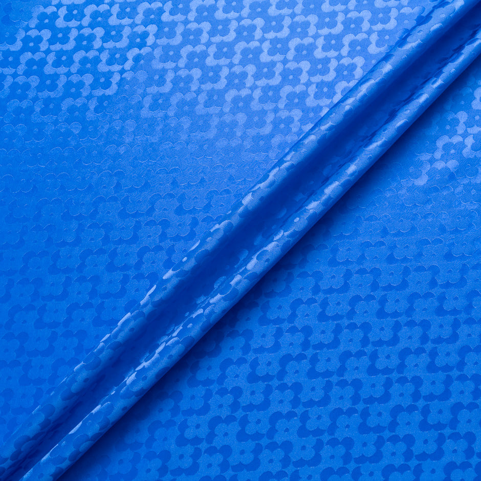 Royal Blue Geo Floral Jacquard Pure Silk