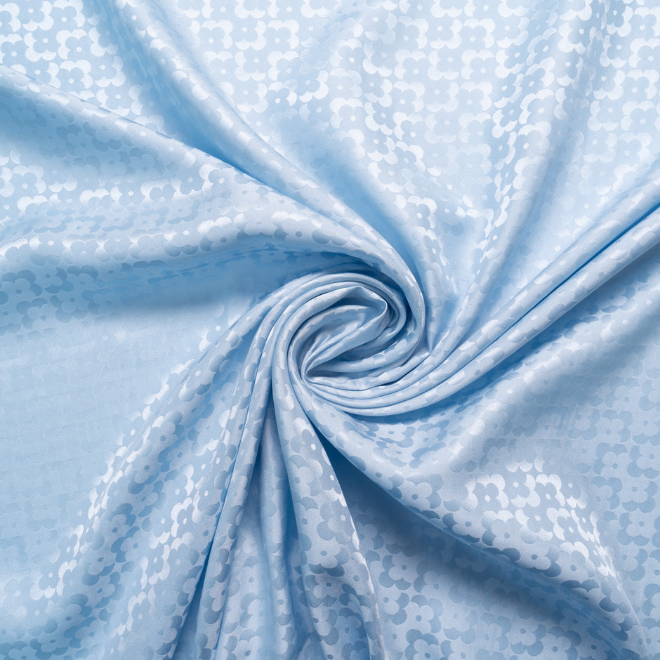 Baby Blue Geo Floral Jacquard Pure Silk