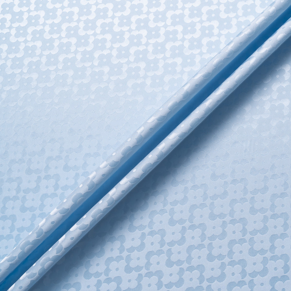 Baby Blue Geo Floral Jacquard Pure Silk