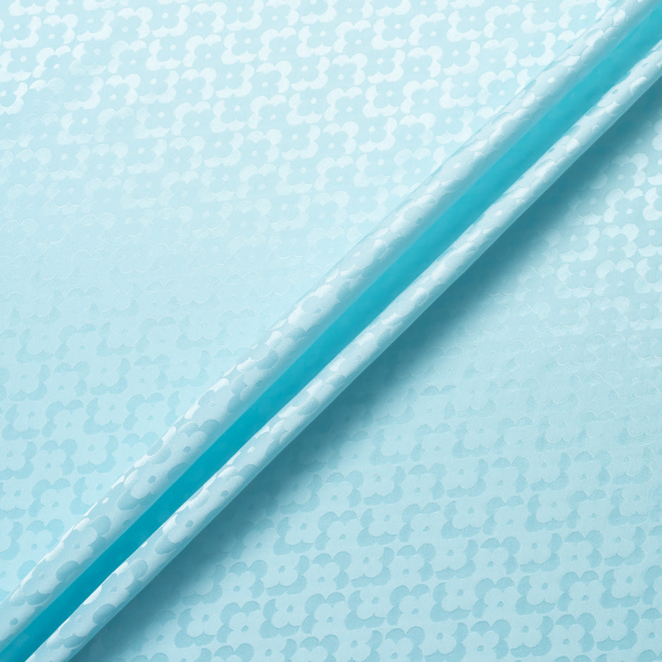 Ice Blue Geo Floral Jacquard Pure Silk