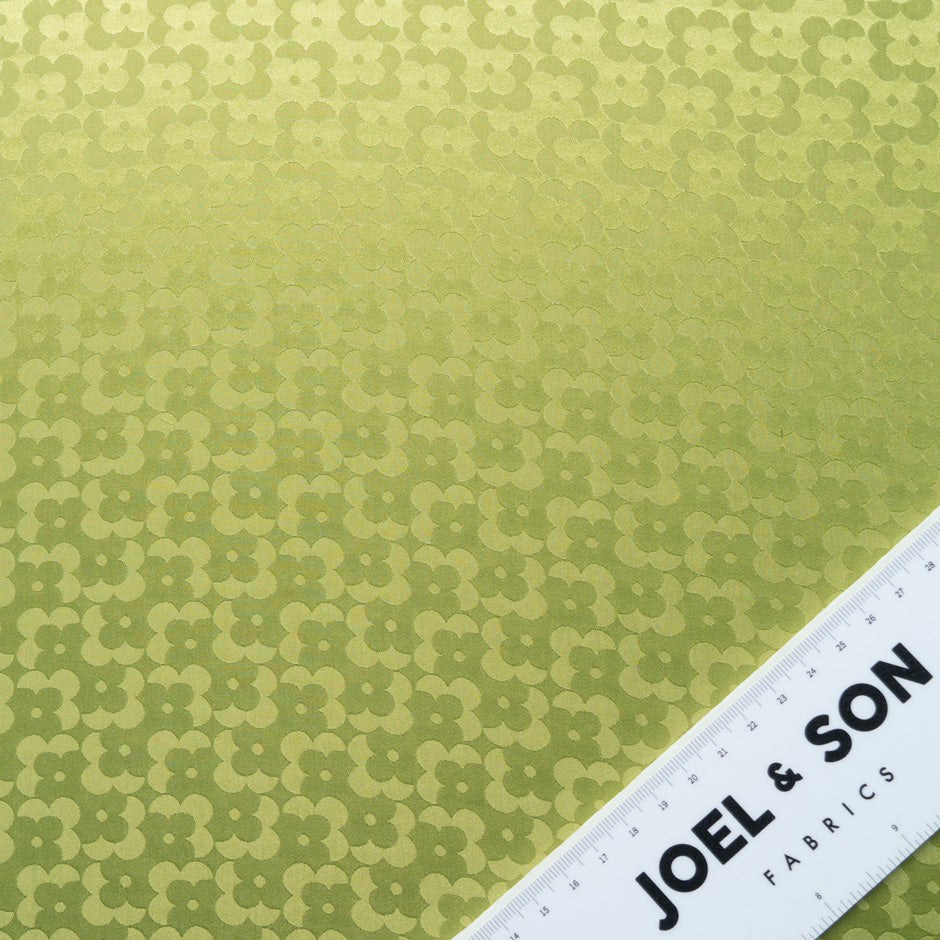Olive Green Geo Floral Jacquard Pure Silk