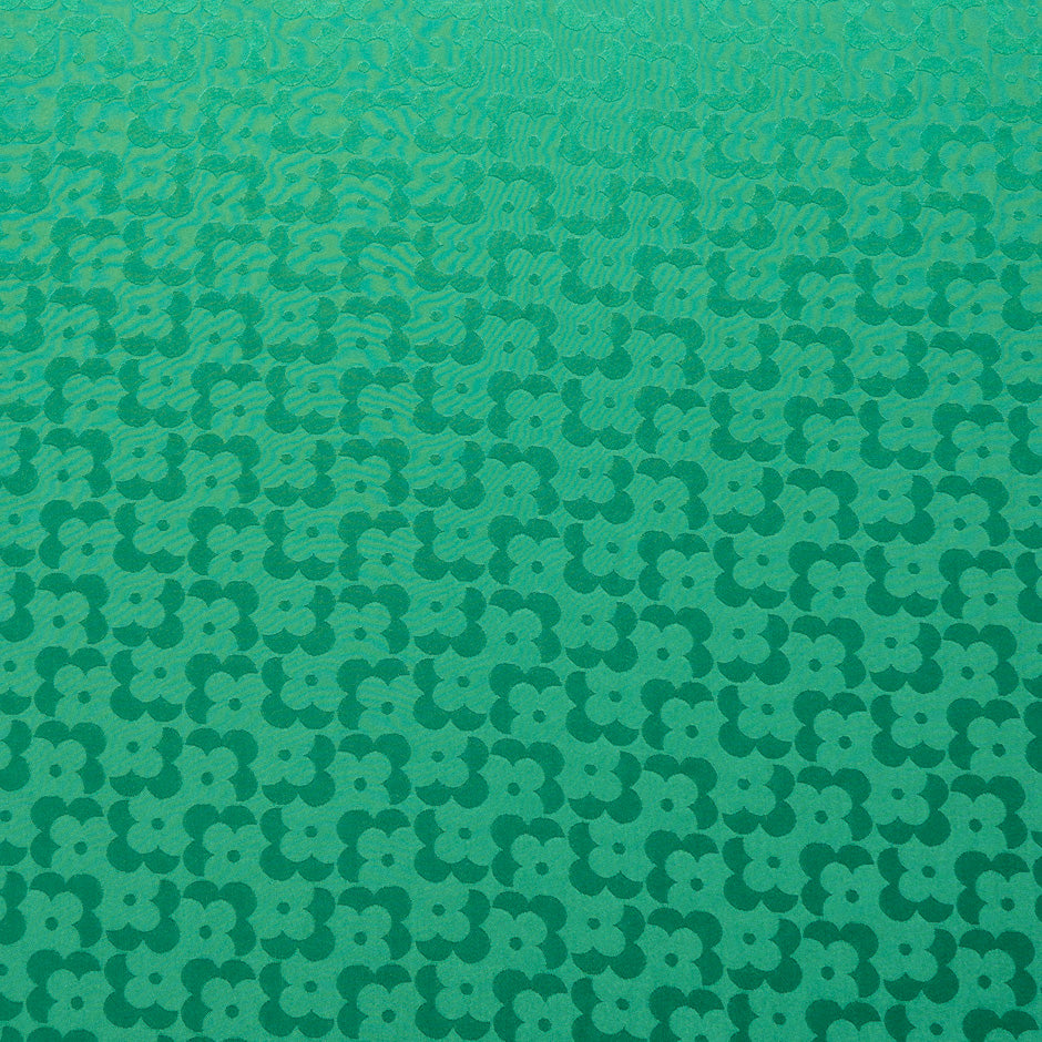 Emerald Green Geo Floral Jacquard Pure Silk