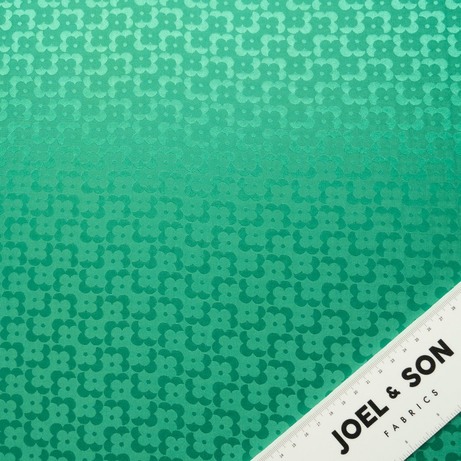 Emerald Green Geo Floral Jacquard Pure Silk