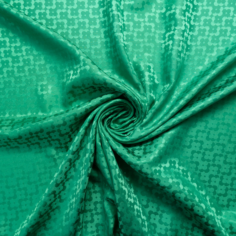 Emerald Green Geo Floral Jacquard Pure Silk