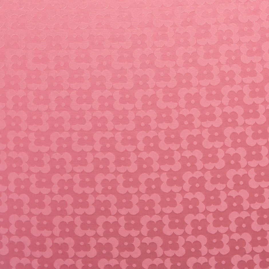 Candy Pink Geo Floral Jacquard Pure Silk