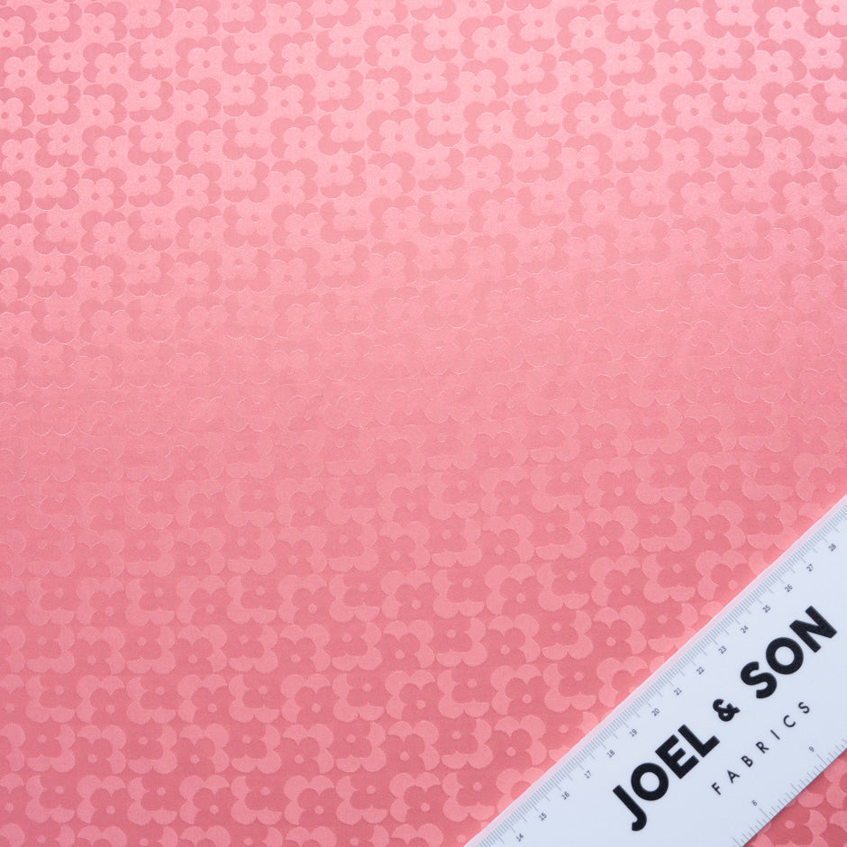 Candy Pink Geo Floral Jacquard Pure Silk