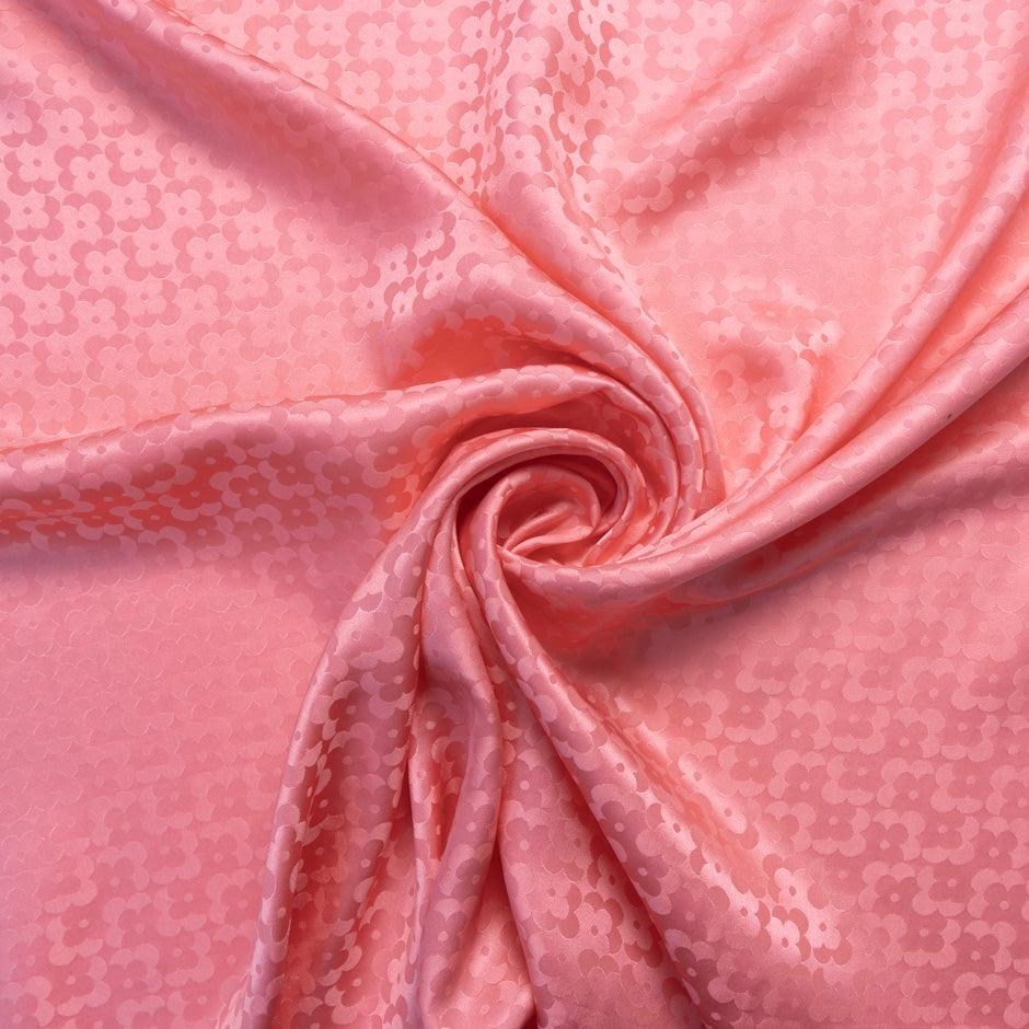 Candy Pink Geo Floral Jacquard Pure Silk