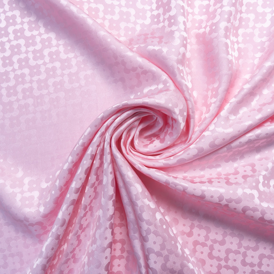 Baby Pink Geo Floral Jacquard Pure Silk (A 1.75m Piece)