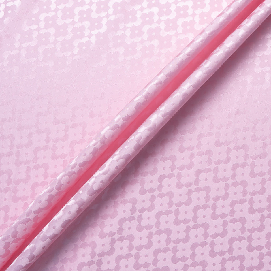 Baby Pink Geo Floral Jacquard Pure Silk (A 1.75m Piece)