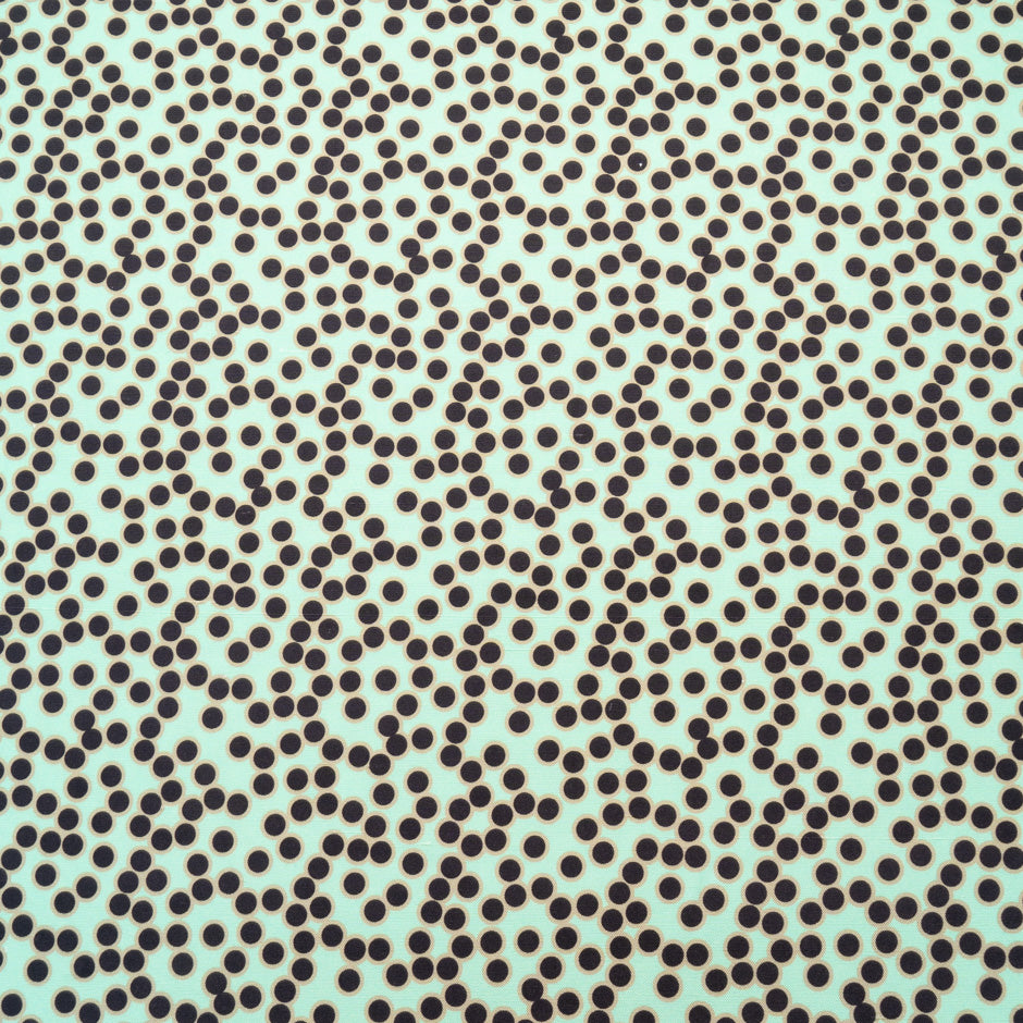 Black Spotted Mint Green Silk Panama