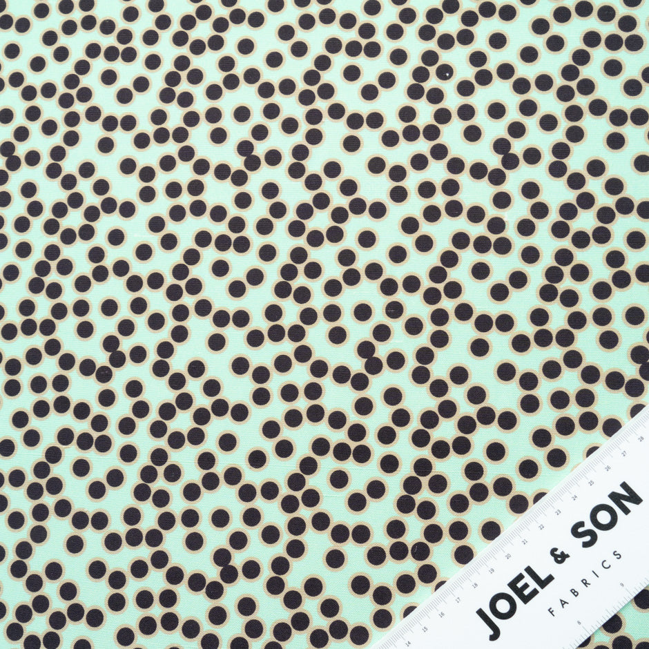 Black Spotted Mint Green Silk Panama