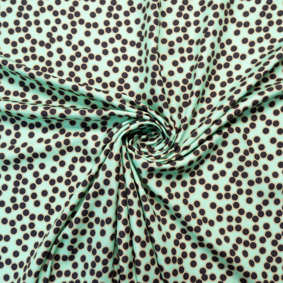 Black Spotted Mint Green Silk Panama