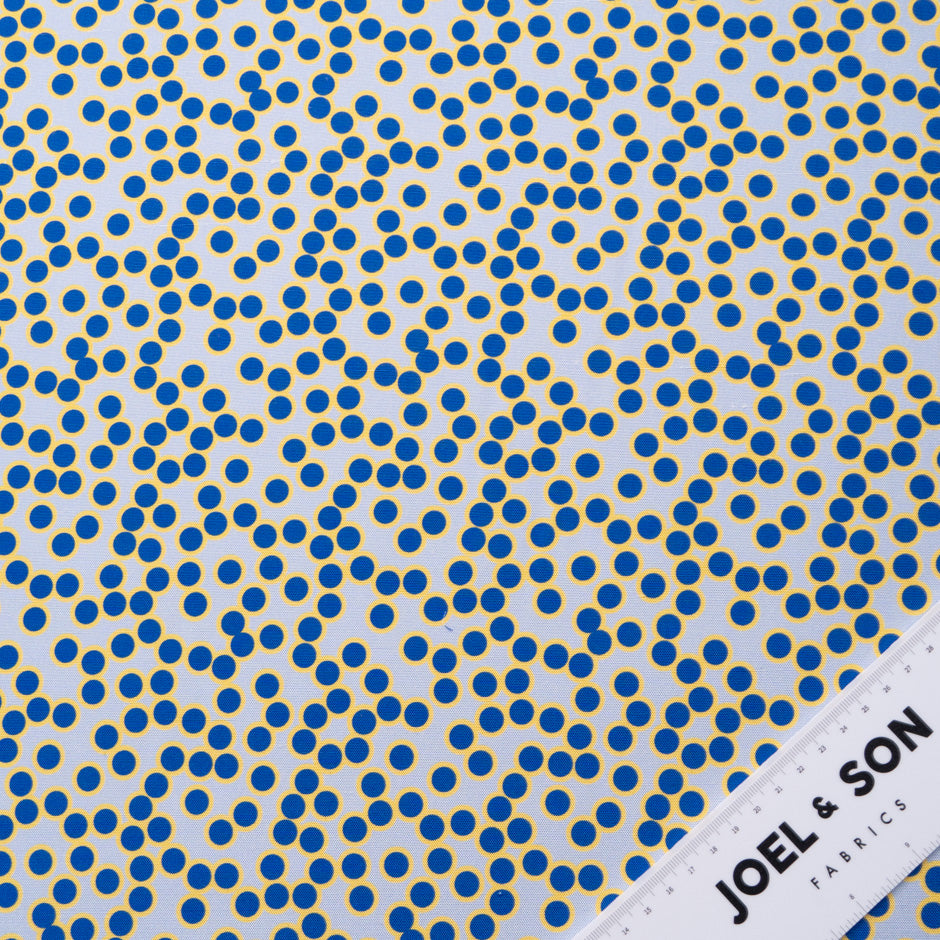 Blue & Yellow Spot Printed Silk Panama