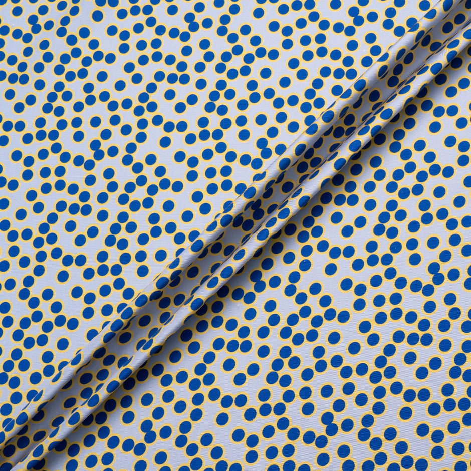 Blue & Yellow Spot Printed Silk Panama