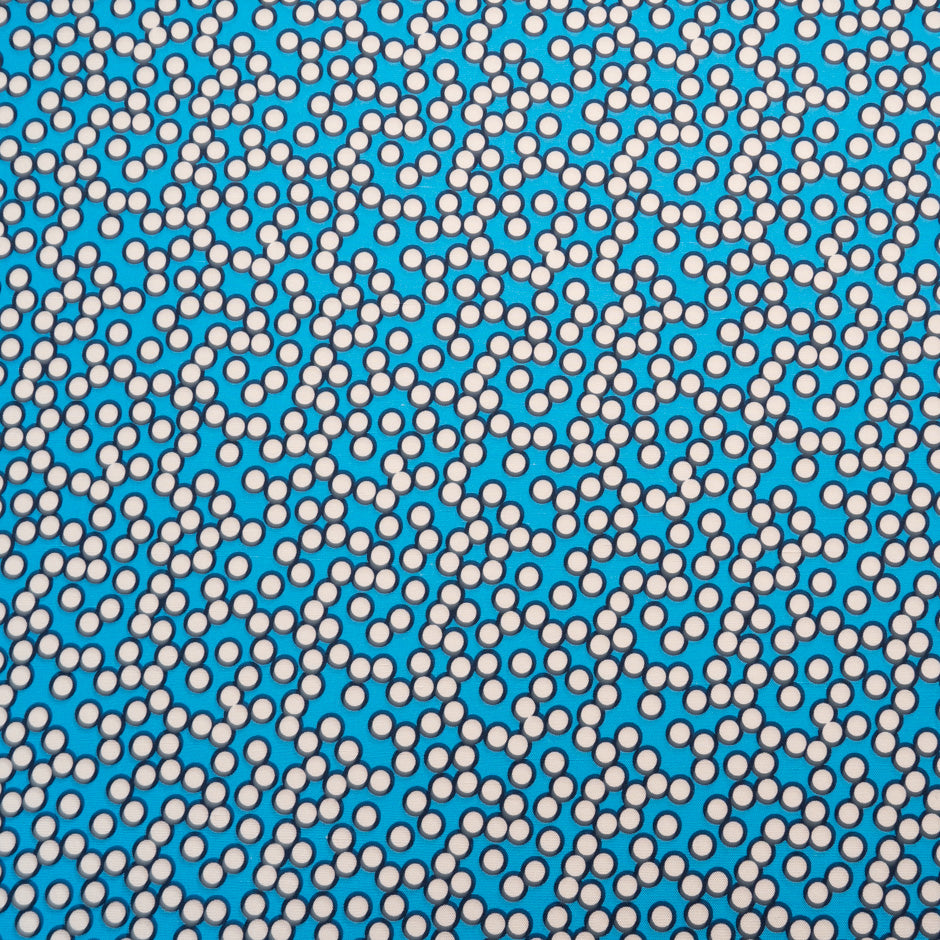 White Spot Printed Sky Blue Silk Panama