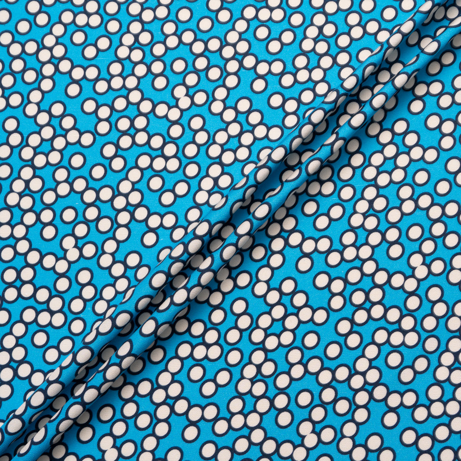 White Spot Printed Sky Blue Silk Panama