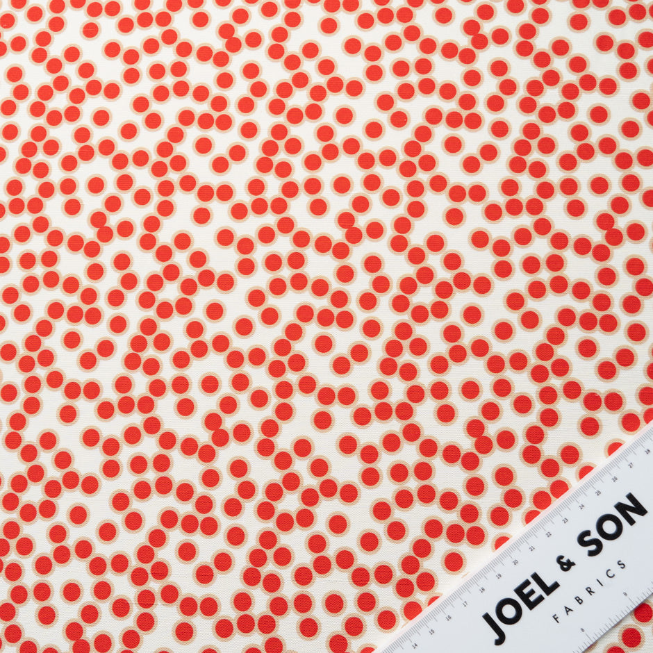 Red Spot Printed White Silk Panama