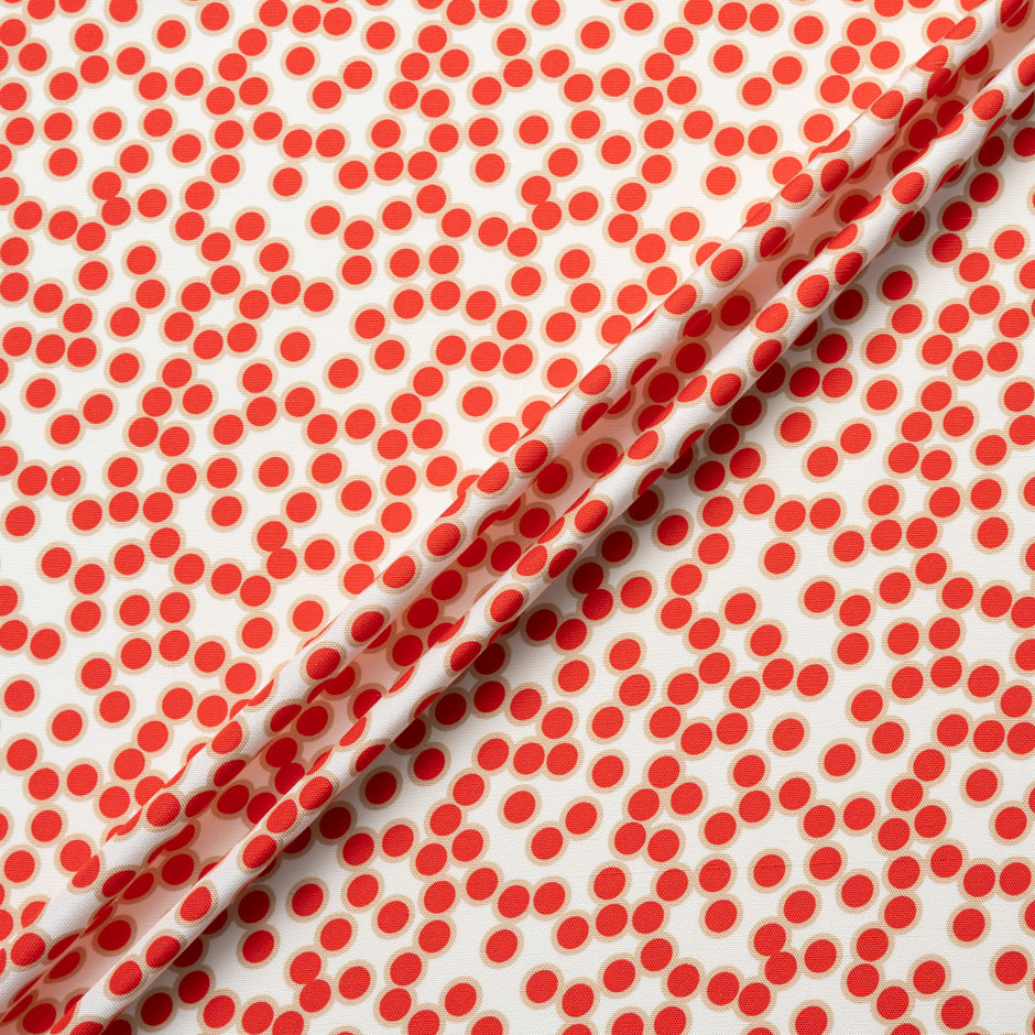 Red Spot Printed White Silk Panama