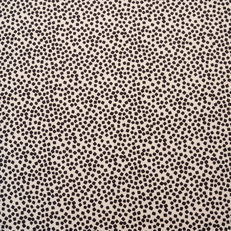 Brown Square Printed Beige Silk Panama