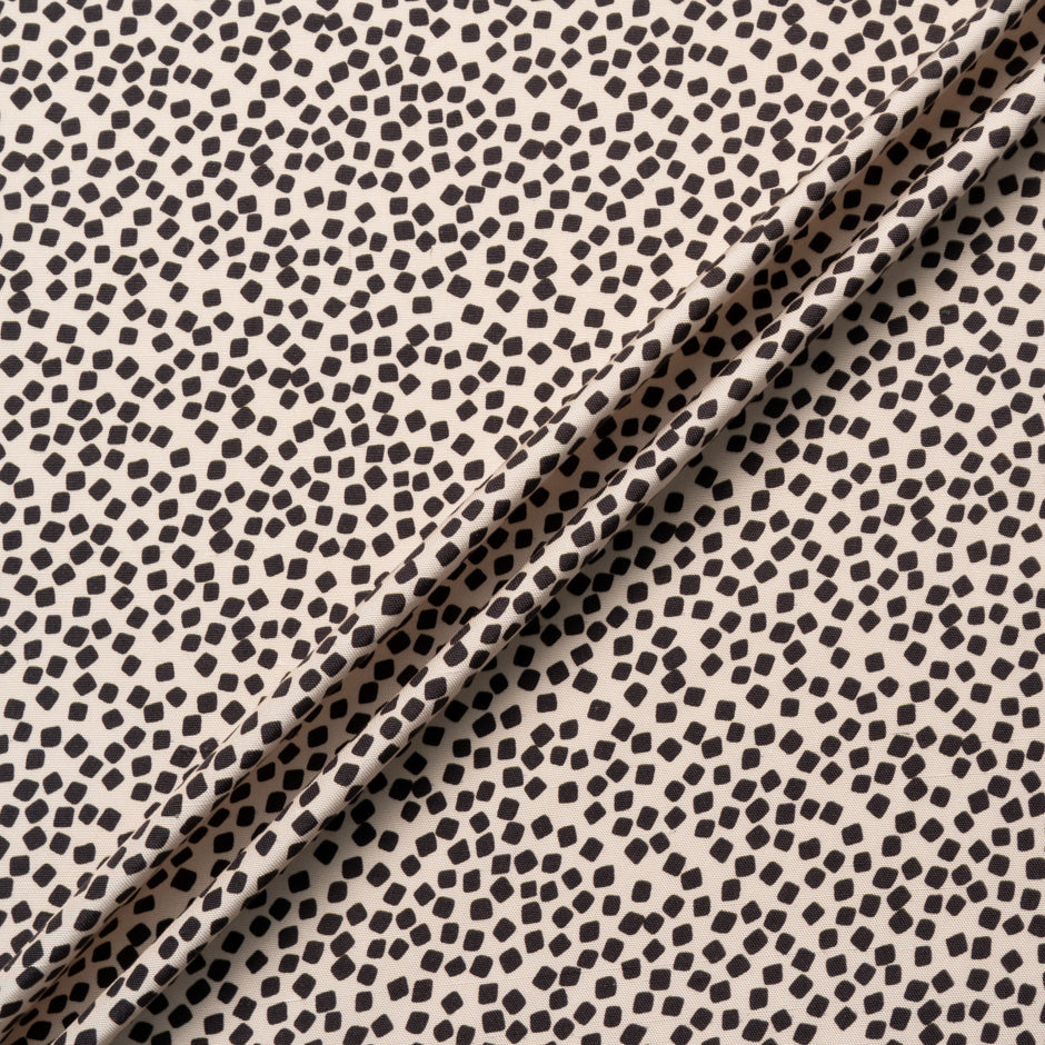 Brown Square Printed Beige Silk Panama