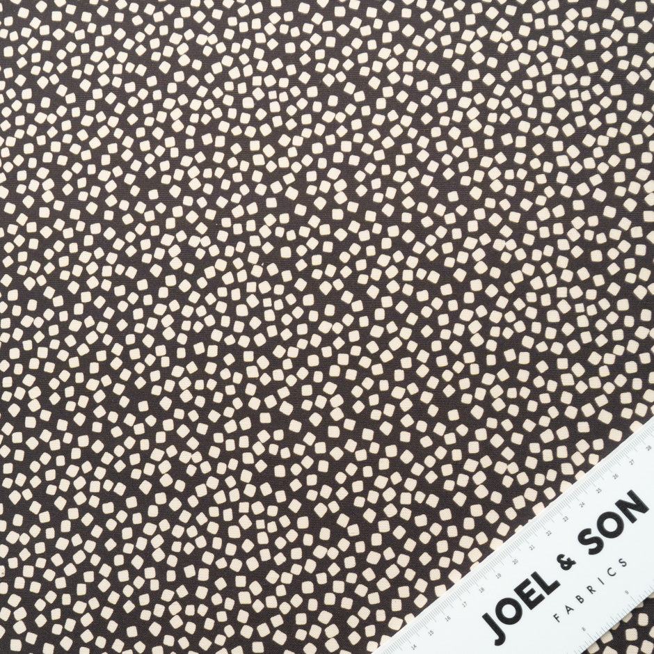 Beige Square Printed Brown Silk Panama