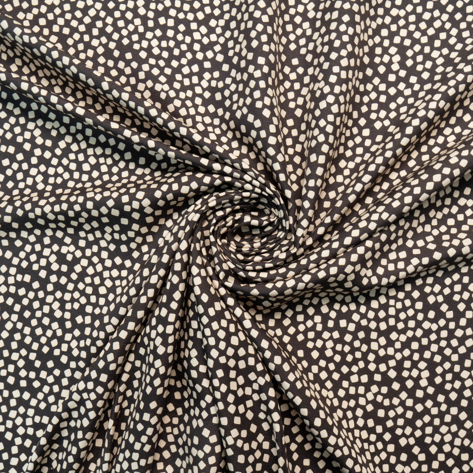 Beige Square Printed Brown Silk Panama