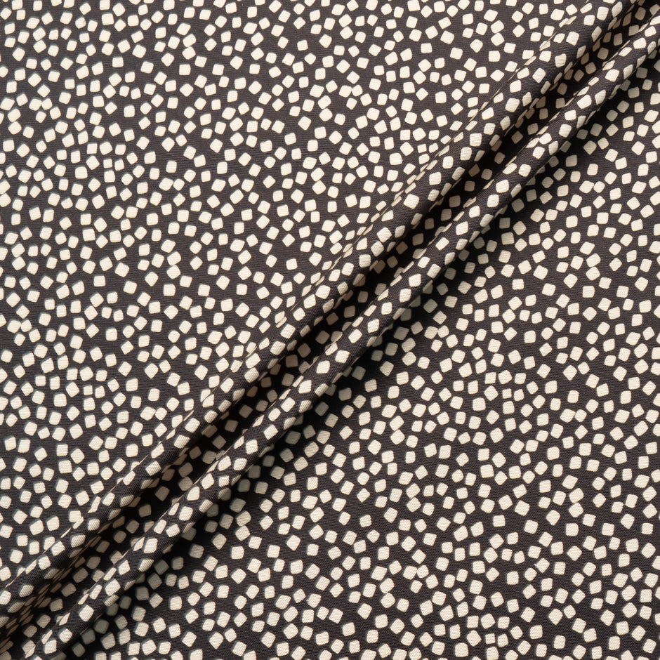 Beige Square Printed Brown Silk Panama