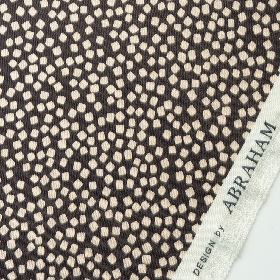 Beige Square Printed Brown Silk Panama
