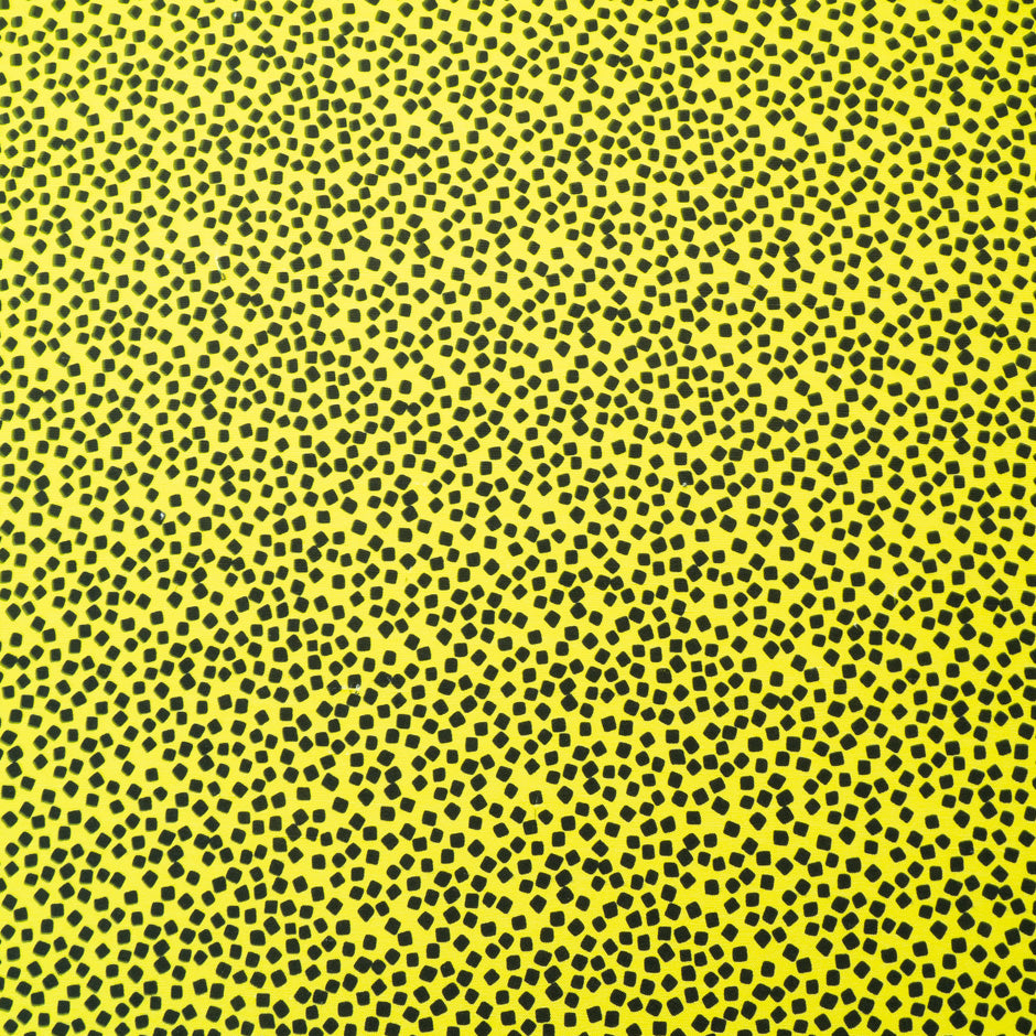 Black Square Printed Yellow Silk Panama