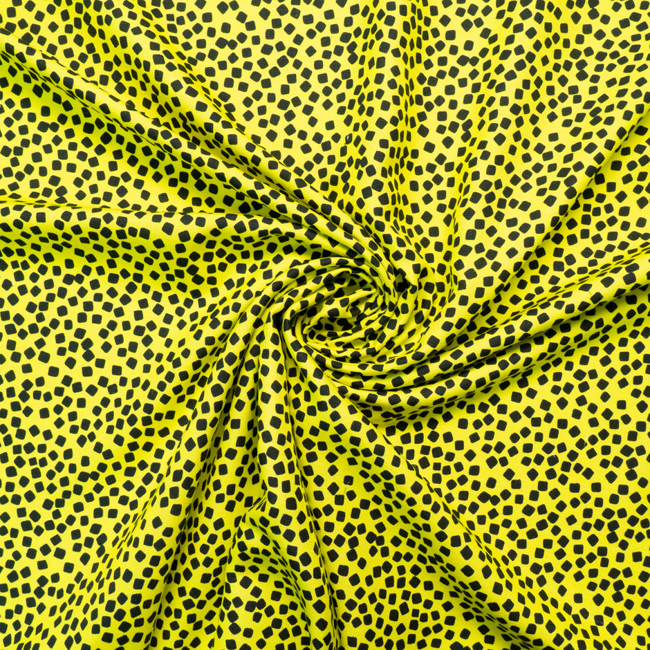 Black Square Printed Yellow Silk Panama