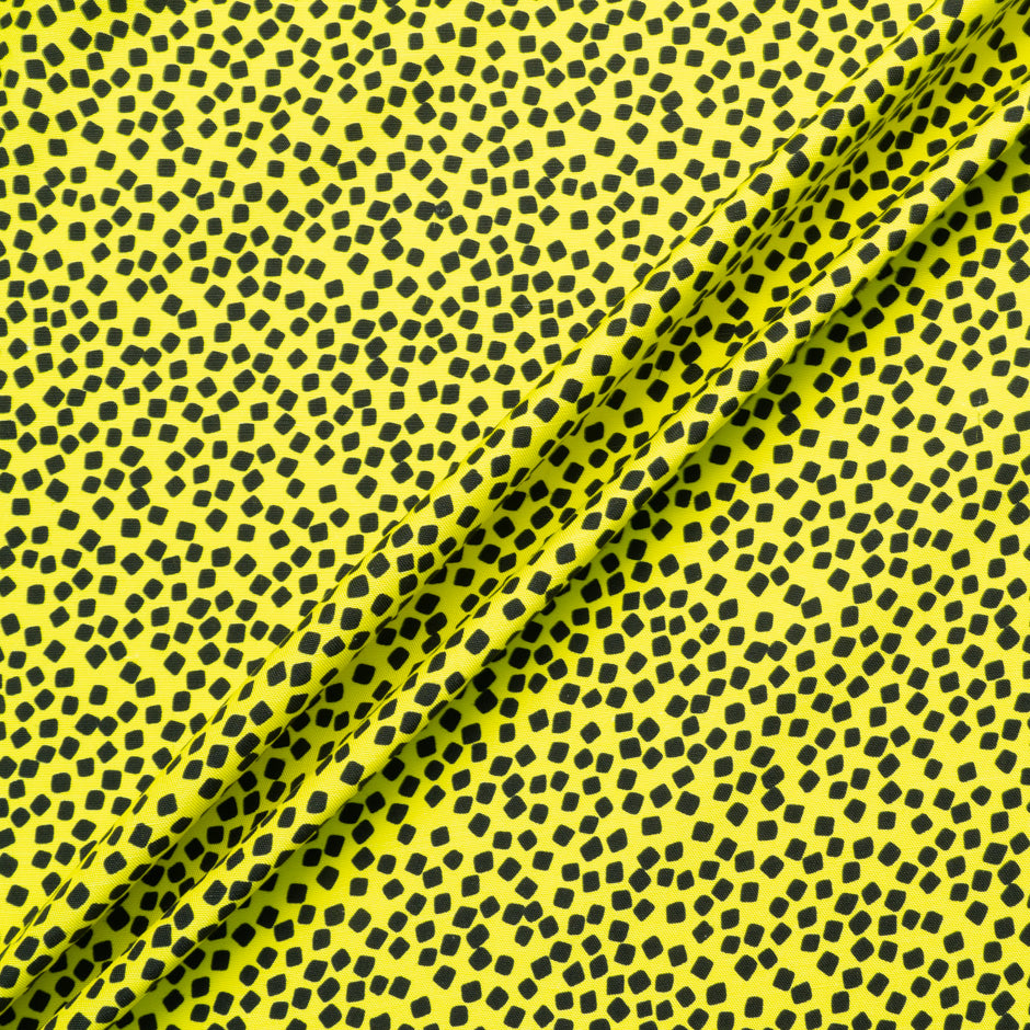 Black Square Printed Yellow Silk Panama
