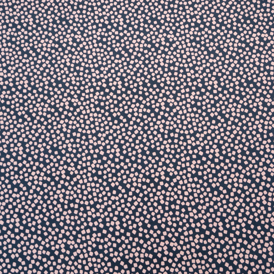 Pink Square Printed Navy Blue Silk Panama