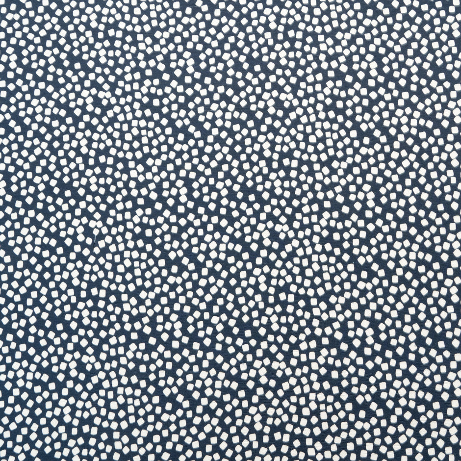 Off-White Square Printed Navy Blue Silk Panama