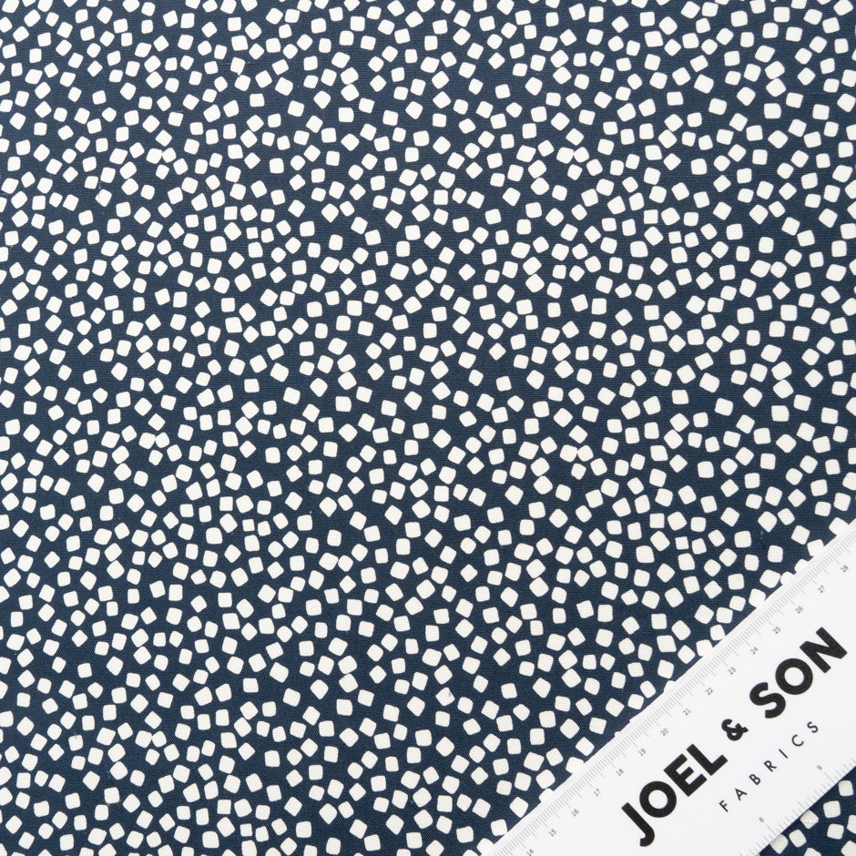 Off-White Square Printed Navy Blue Silk Panama