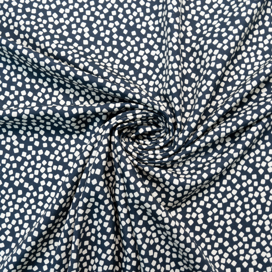 Off-White Square Printed Navy Blue Silk Panama