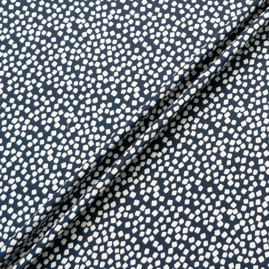 Off-White Square Printed Navy Blue Silk Panama