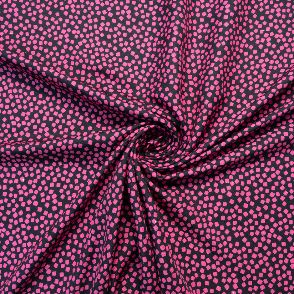 Fuchsia Square Printed Brown Silk Panama