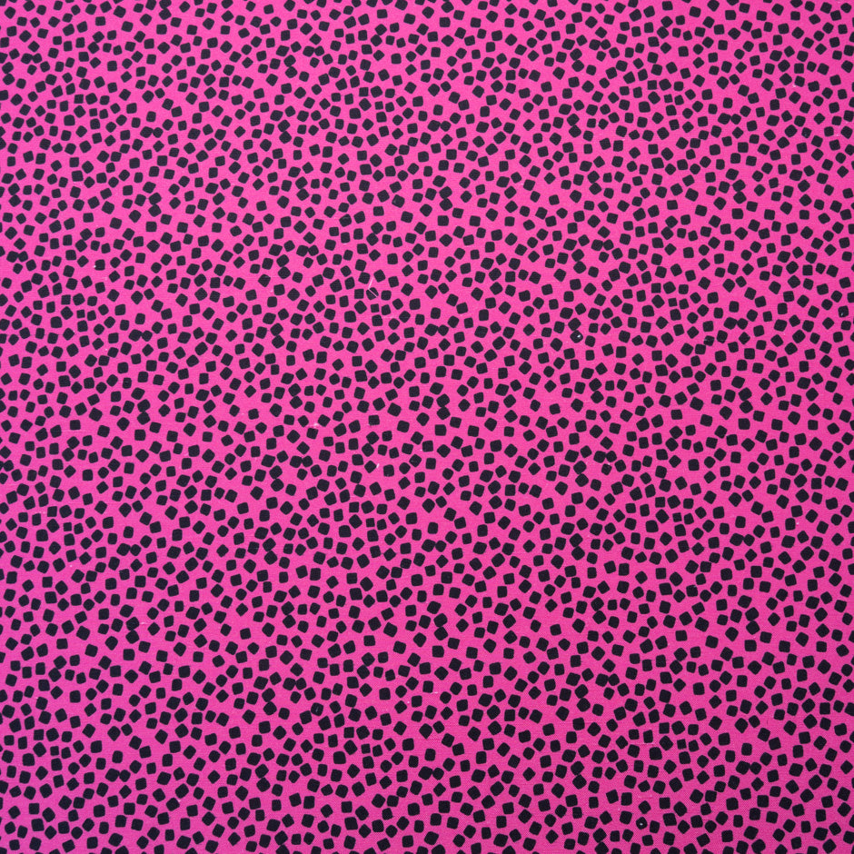 Brown Square Printed Fuchsia Pink Silk Panama