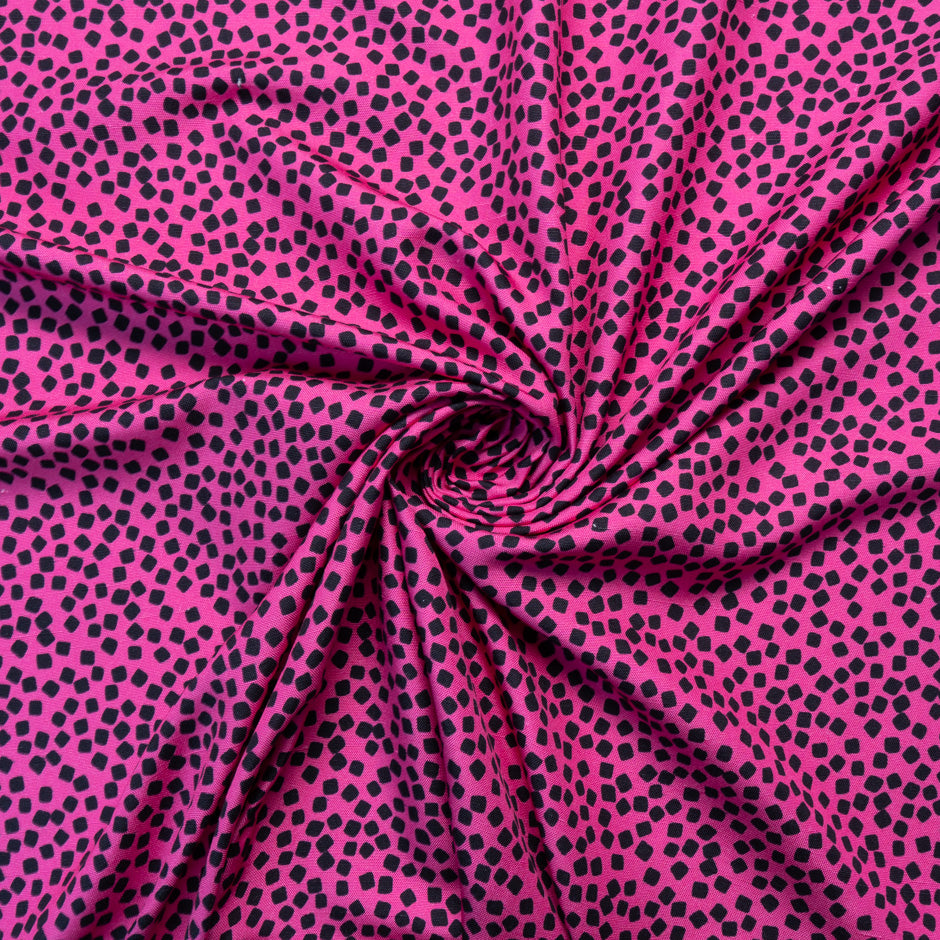 Brown Square Printed Fuchsia Pink Silk Panama