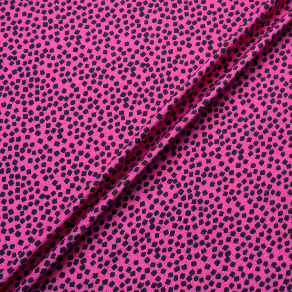Brown Square Printed Fuchsia Pink Silk Panama