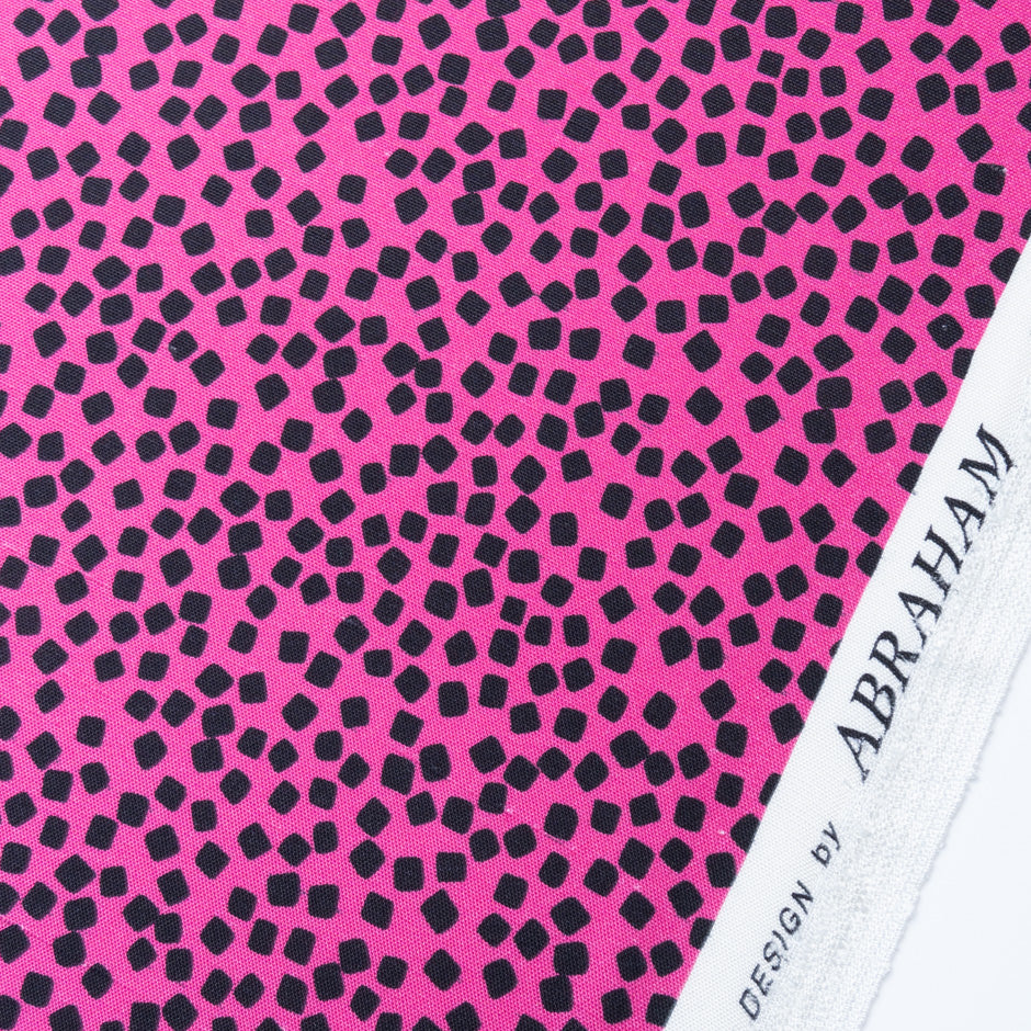 Brown Square Printed Fuchsia Pink Silk Panama