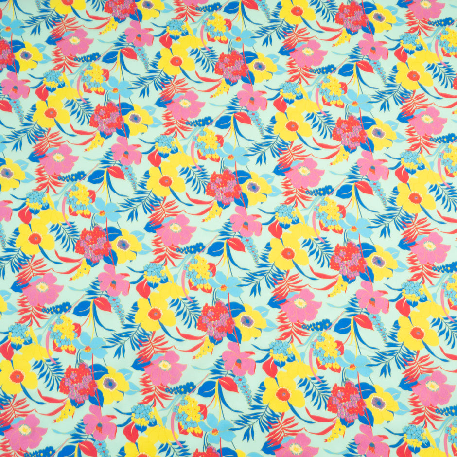 Pink & Yellow Floral Printed Mint Dani Maki Cotton