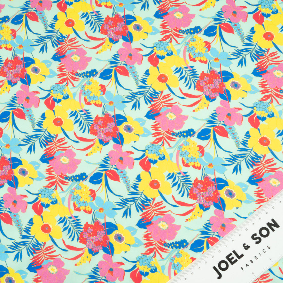 Pink & Yellow Floral Printed Mint Dani Maki Cotton