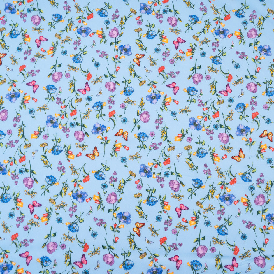 Butterfly & Floral Printed Blue Dani Maki Cotton