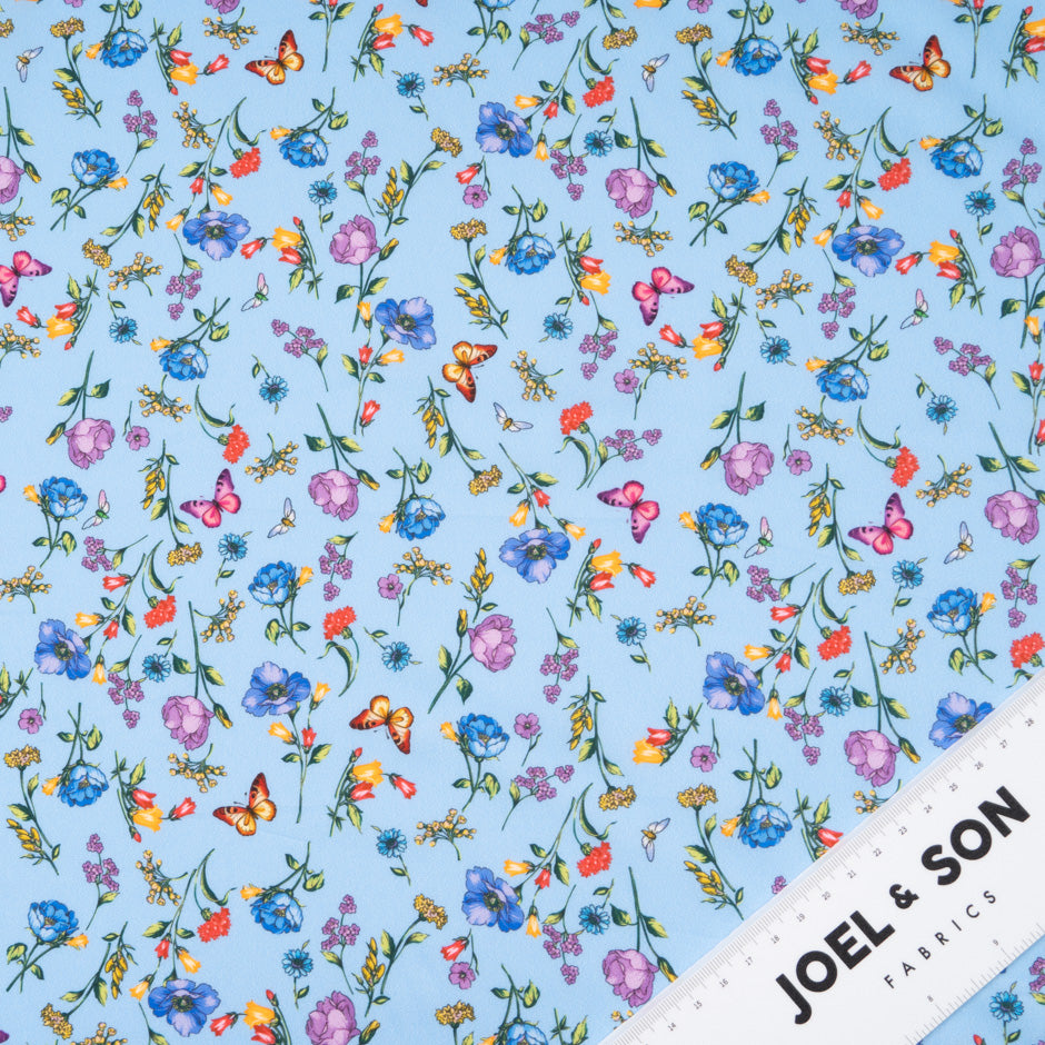Butterfly & Floral Printed Blue Dani Maki Cotton