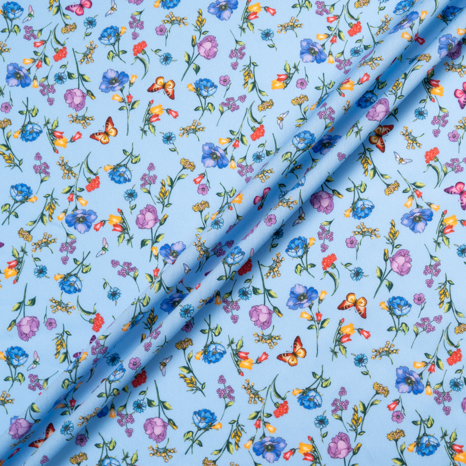 Butterfly & Floral Printed Blue Dani Maki Cotton