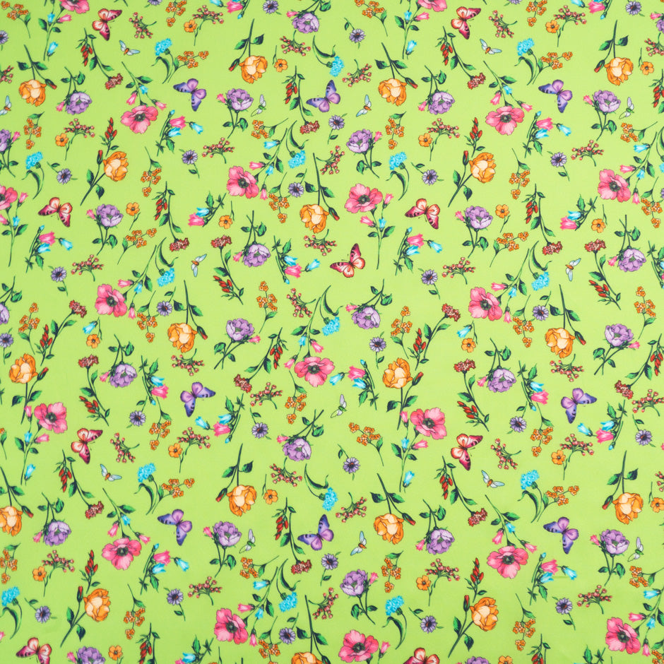 Butterfly & Floral Printed Lime Green Dani Maki Cotton