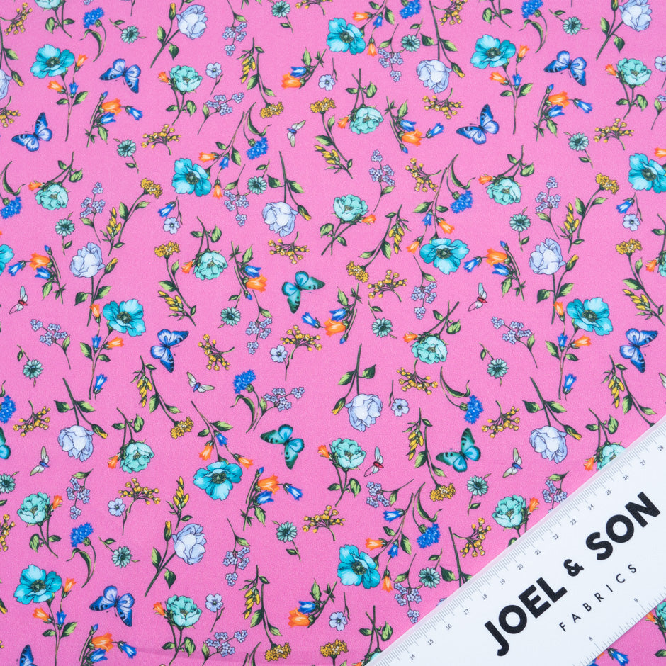 Butterfly & Floral Printed Candy Pink Dani Maki Cotton