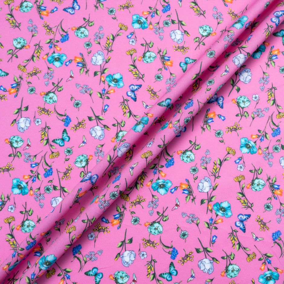 Butterfly & Floral Printed Candy Pink Dani Maki Cotton